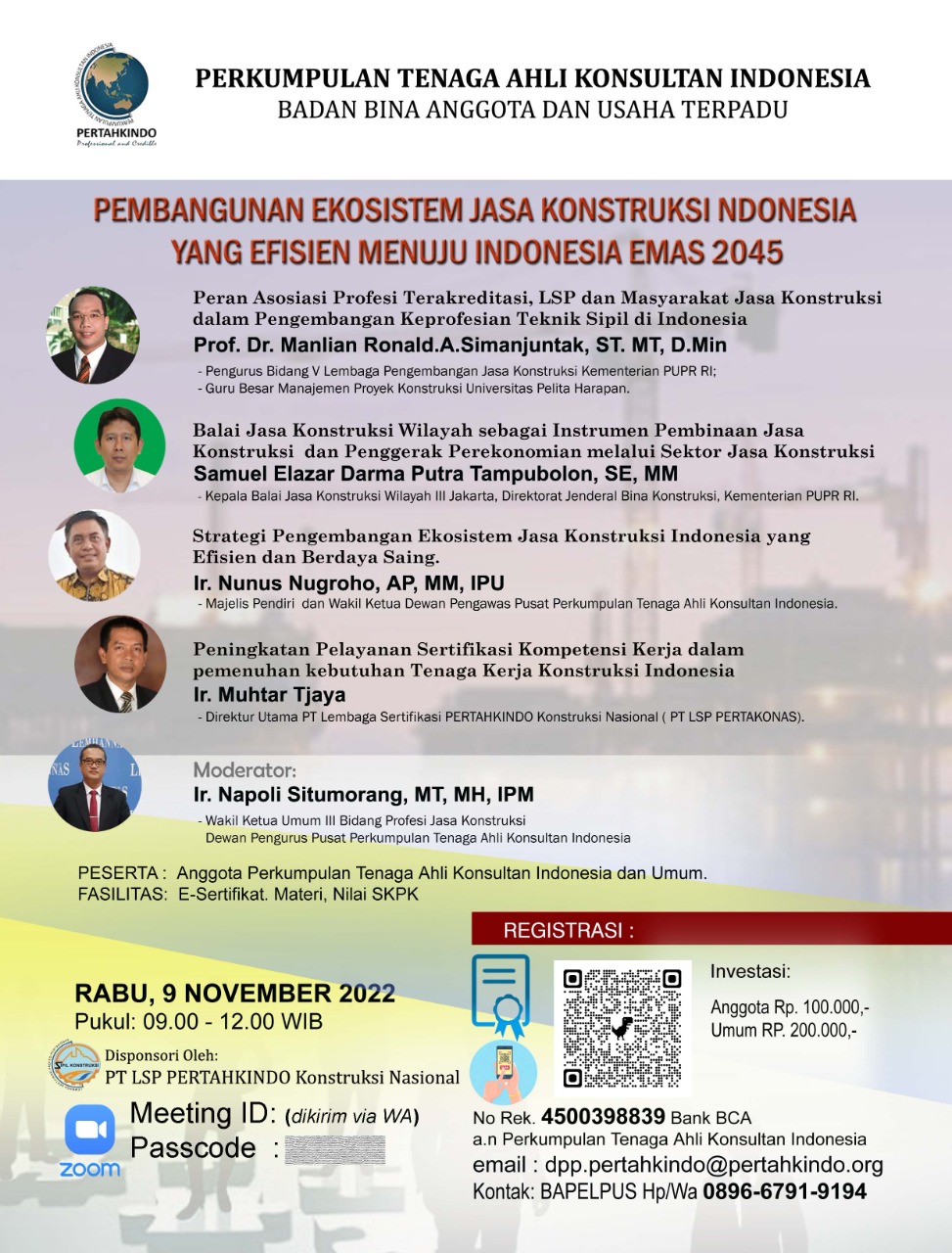 Seminar PEMBANGUNAN EKOSISTEM JASA KONSTRUKSI INDONESIA YANG EFISIEN MENUJU INDONESIA EMAS 2045