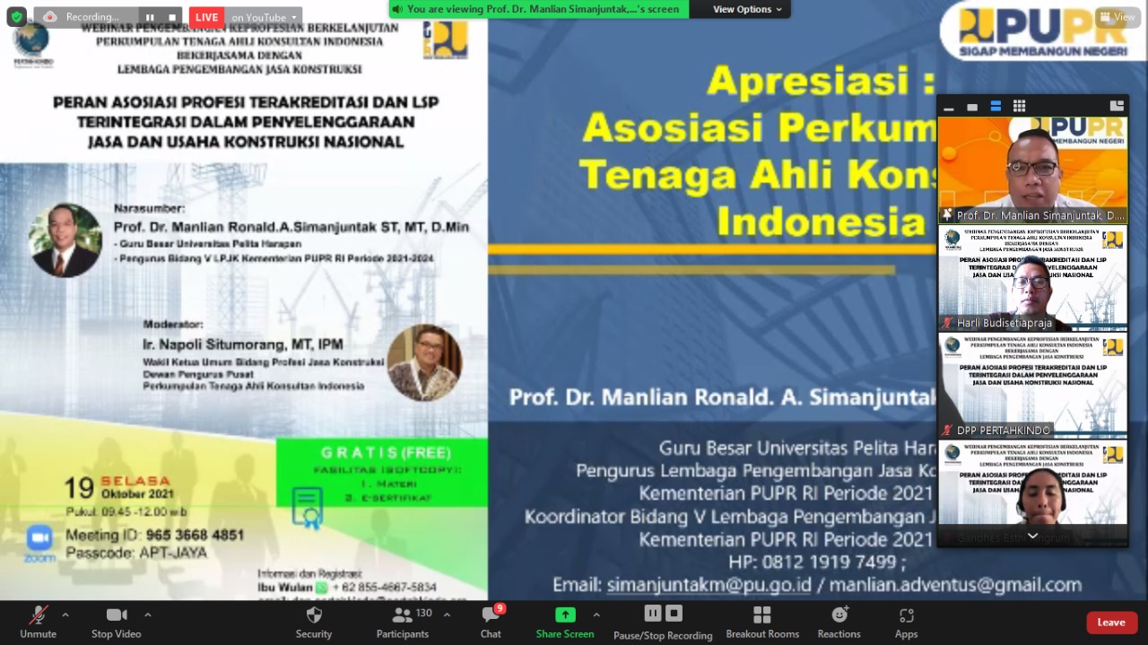 Peran Asosiasi Profesi Terakreditasi dan LSP  Terintegrasi dalam Penyelenggaraan Jasa dan  Usaha Kon